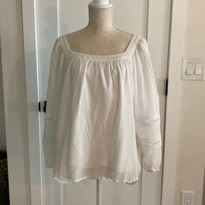 Express white peasant blouse square neck xl worn a couple of times
